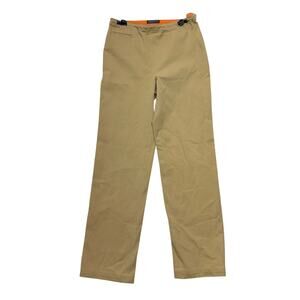 Womyn Pants 2 Womens Brown Khaki Toggle Twill High Rise Straight Made in USA